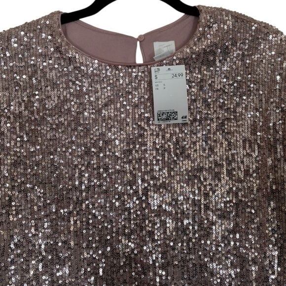 NWT H&M Rosegold Sequin Top Size Small (S) - Picture 6 of 9